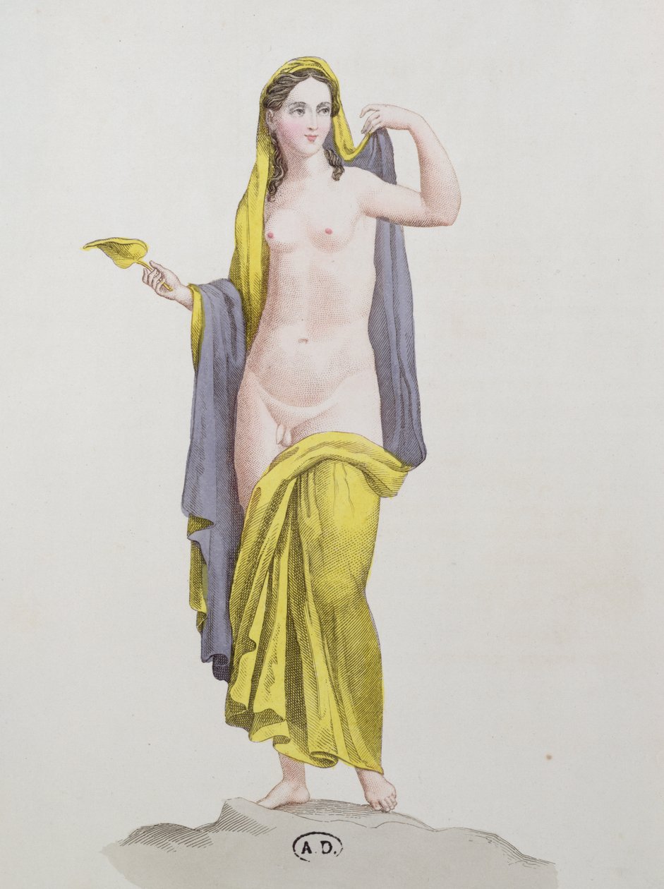 Hermafrodit, fra en pompeiansk fresco, ca. 1800 af French School