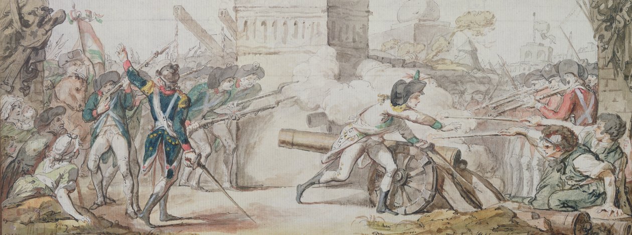 Desilles heroiske død i hans forsøg på at stoppe slaget under mytteriet i Nancy 31. august 1790 af French School