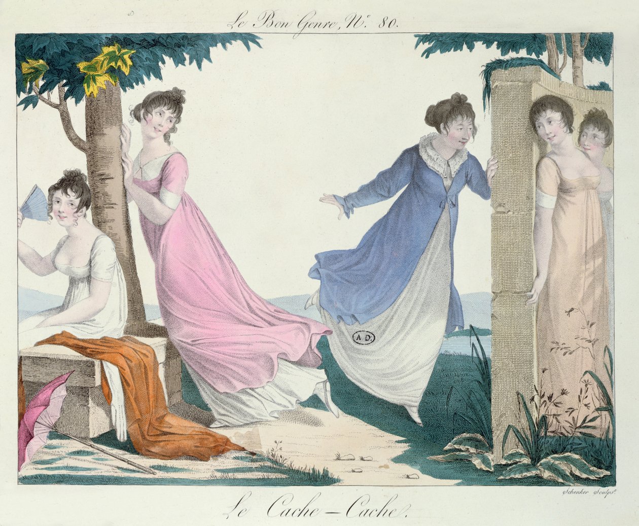 Hide-and-Seek, illustration fra Le Bon Genre, begyndelsen af det nittende århundrede af French School