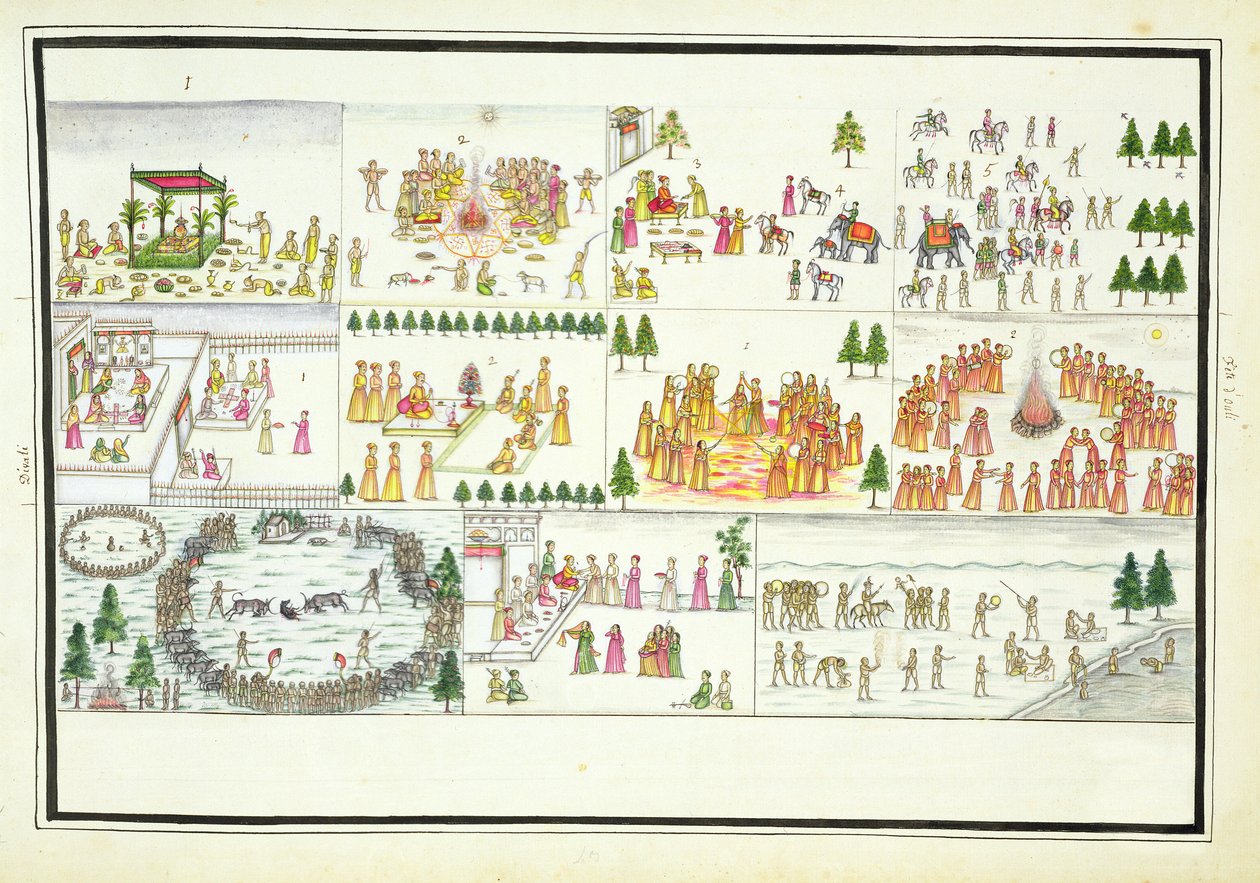 Hindufestivaler, herunder Dasehra, Diwali og Holi fra The Gentil Album, udgivet i 1774 af French School