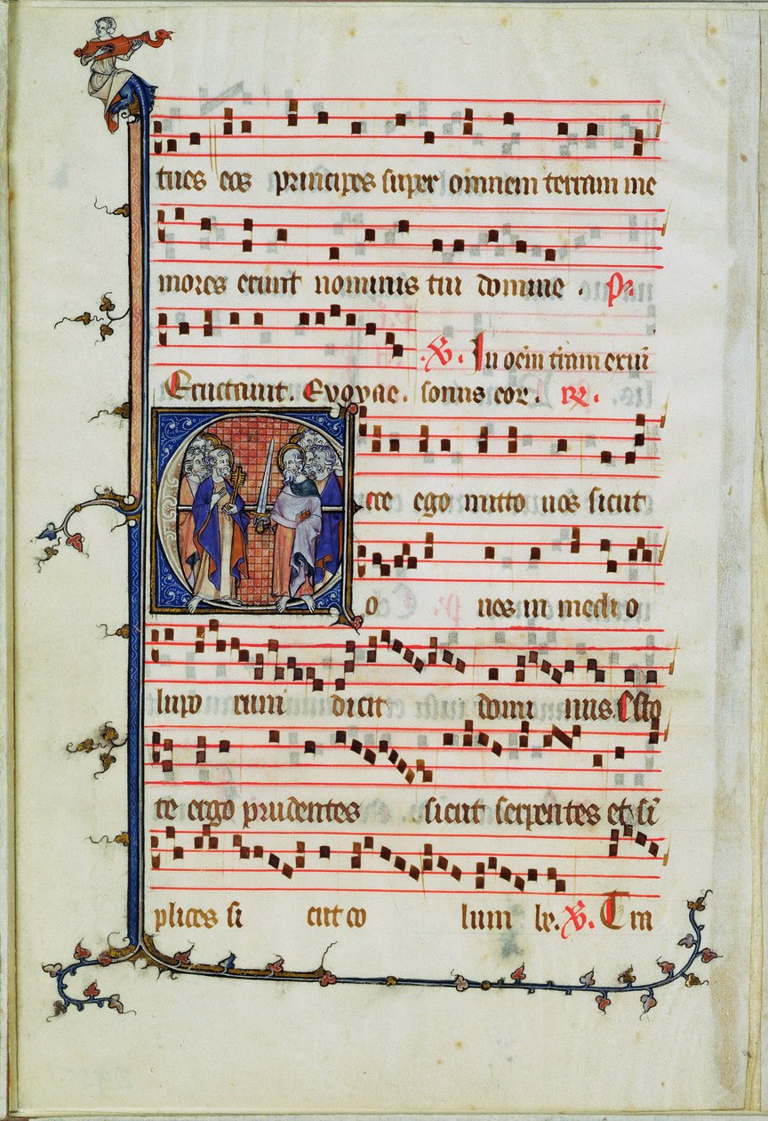 Historikert brev, der forestiller en forsamling af apostle, tidligt den 14 af French School
