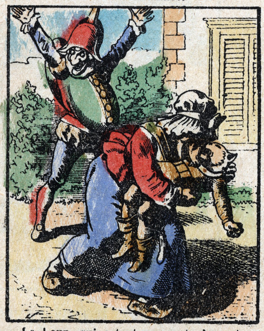 Dr. Pulcinellas (Polichinelle) historie. Træstik af Imaging Pellerin - Epinal, sd. Slutningen af det 19. århundrede. af French School
