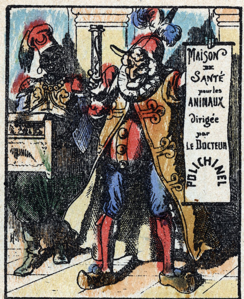 Dr. Pulcinellas (Polichinelle) historie. Træstik af Imaging Pellerin - Epinal, sd. Slutningen af det 19. århundrede. af French School