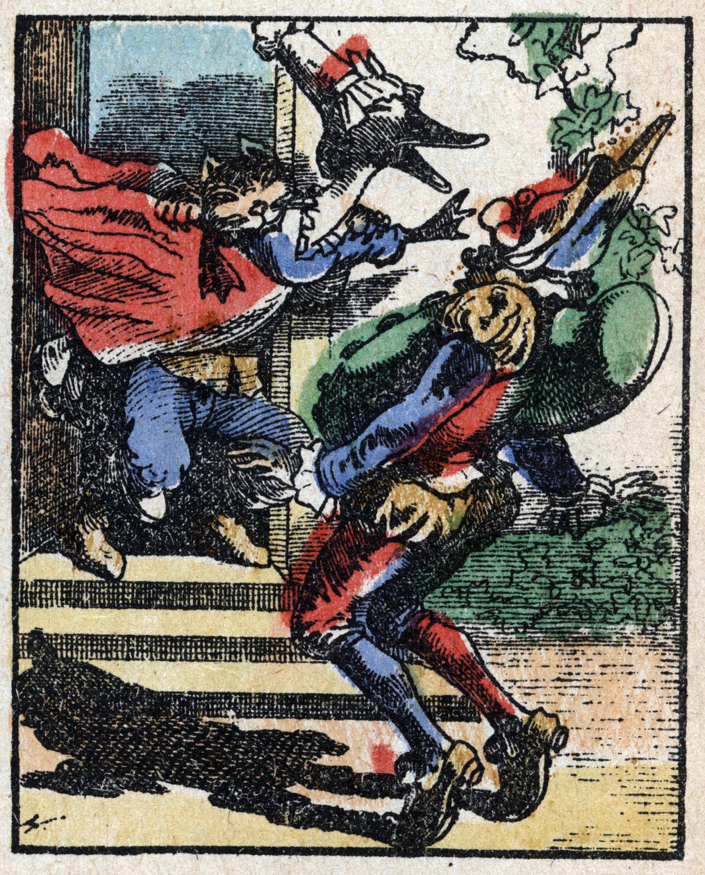 Dr. Pulcinellas (Polichinelle) historie. Træstik af Imaging Pellerin - Epinal, sd. Slutningen af det 19. århundrede. af French School