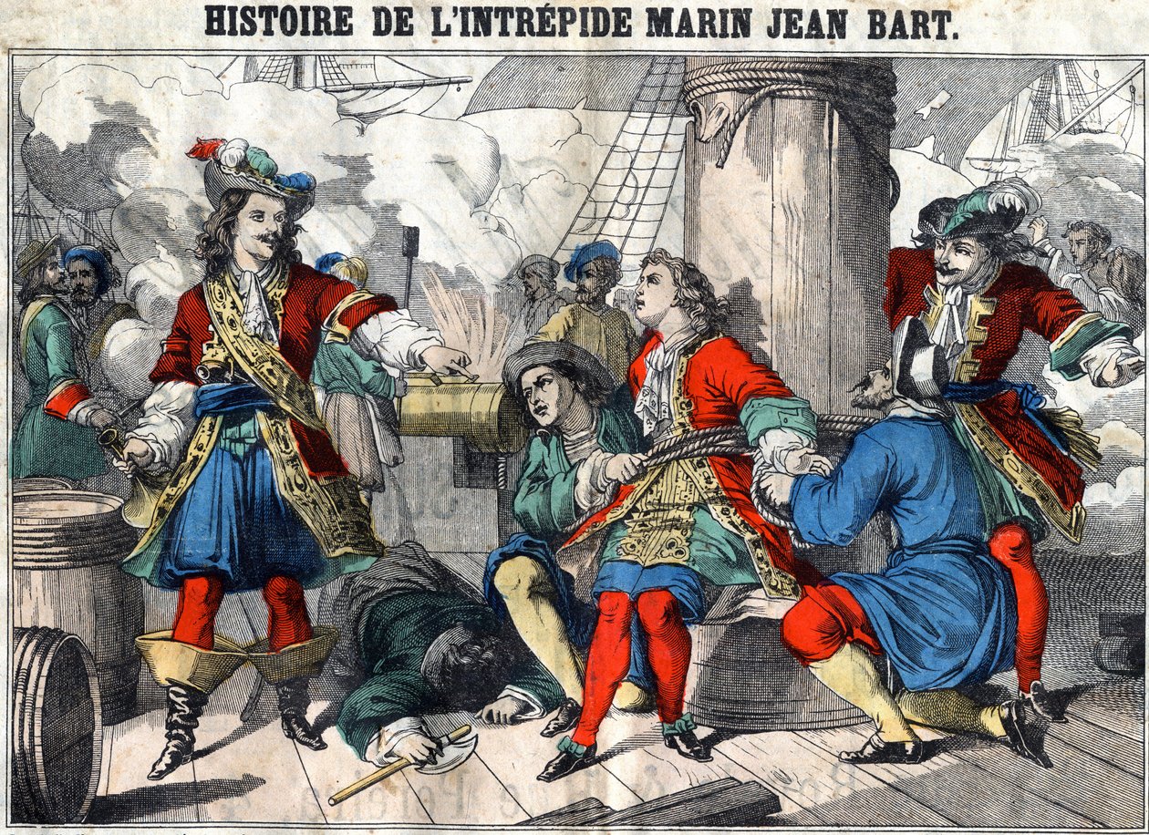 Historien om den frygtløse sømand Jean Bart Jean Bart (1650 - 1702), fransk kaper. Epinal billeddannelse fra slutningen af det 19. århundrede. af French School