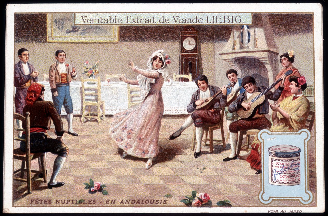 Bryllupsrejse i Andalusien - chromo. Liebig, v. 1895 af French School