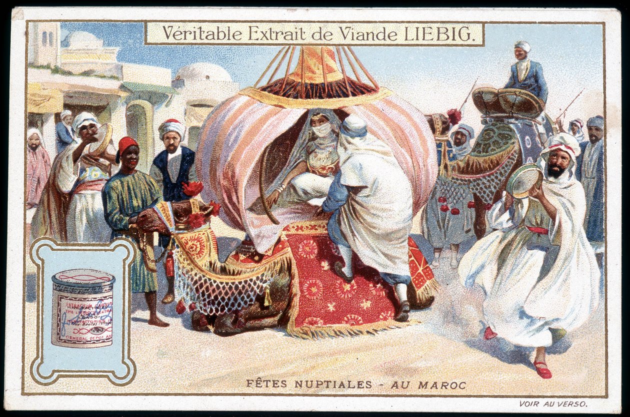 Bryllupsrejse i Marokko - chromo. Liebig, v. 1895 af French School
