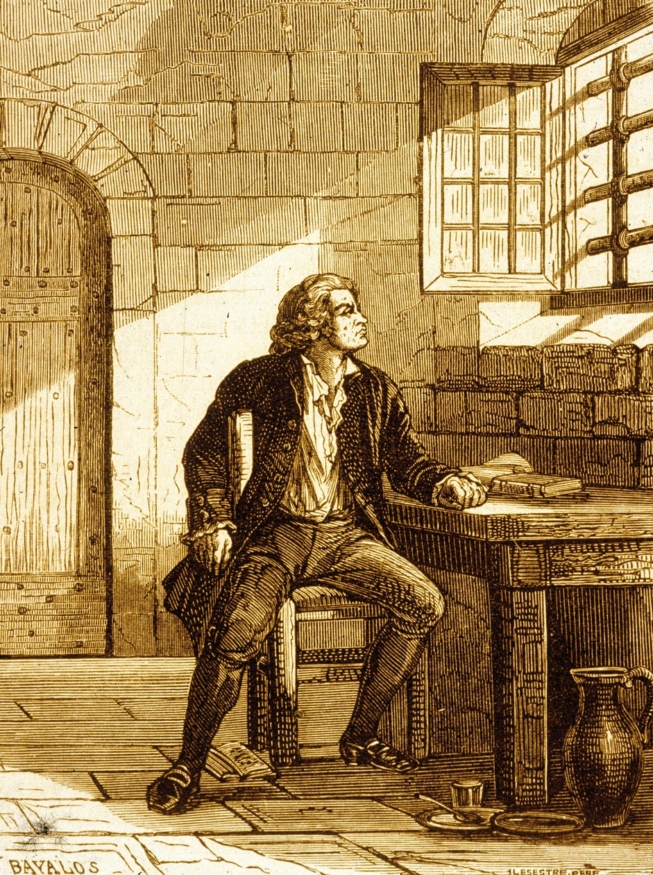Honore-Gabriel Riquetti, greve af Mirabeau ved Fort de Joux i 1775 (gravering) af French School