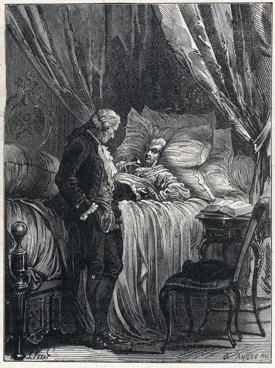 Honore Gabriel (Honore-Gabriel) Riqueti, greve af Mirabeau (1749-1791) på sit dødsleje med sin læge, Georges Cabanis (1757-1808) i 1791. af French School