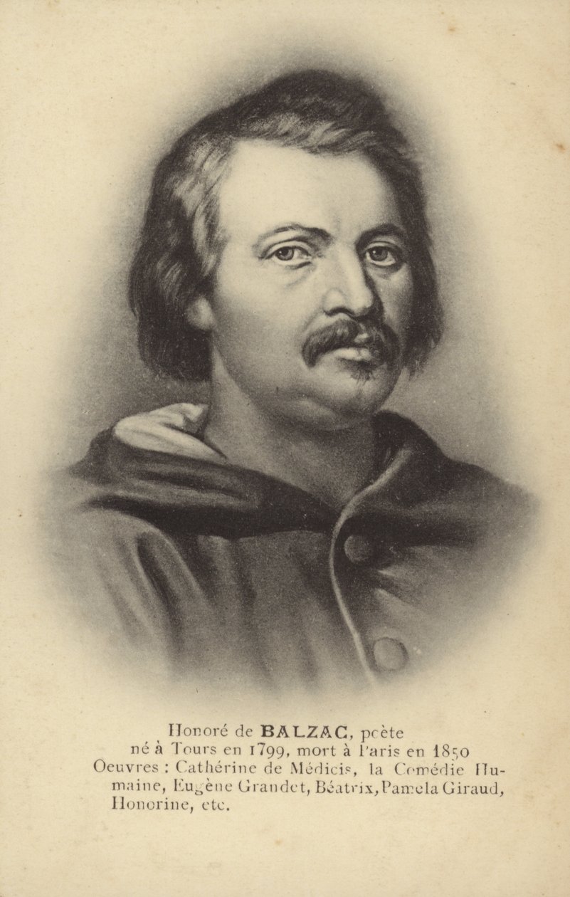 Honore de Balzac (1799-1850), fransk romanforfatter og skuespilforfatter (litografi) af French School