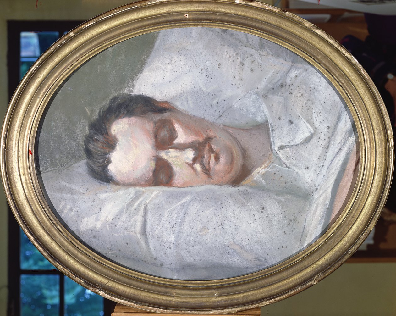 Honore de Balzac (1799-1850) på sit dødsleje, 15. august 1850 af French School