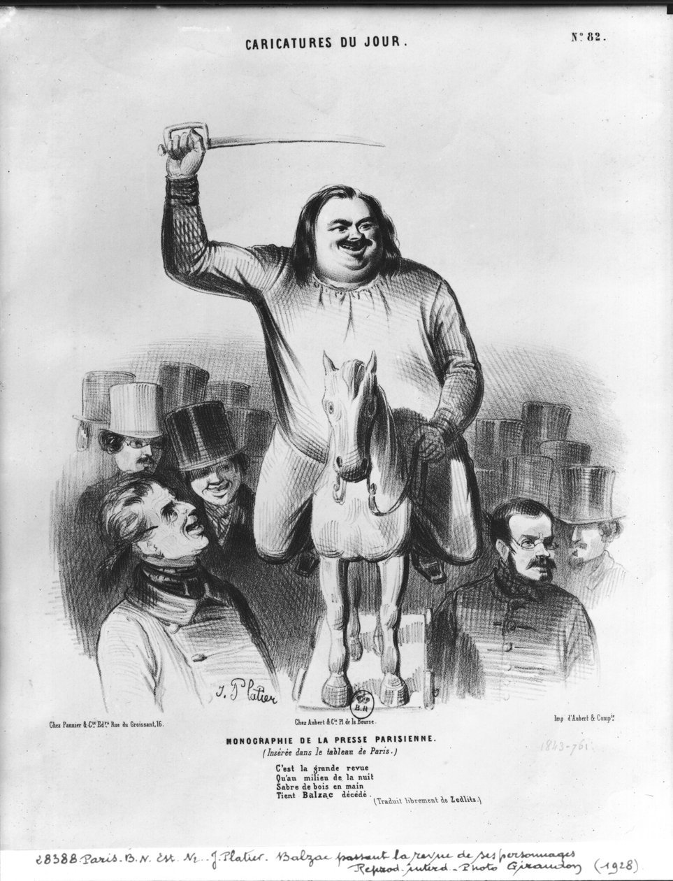 Honore de Balzac (1799-1850), der gennemgår sine karakterer af French School