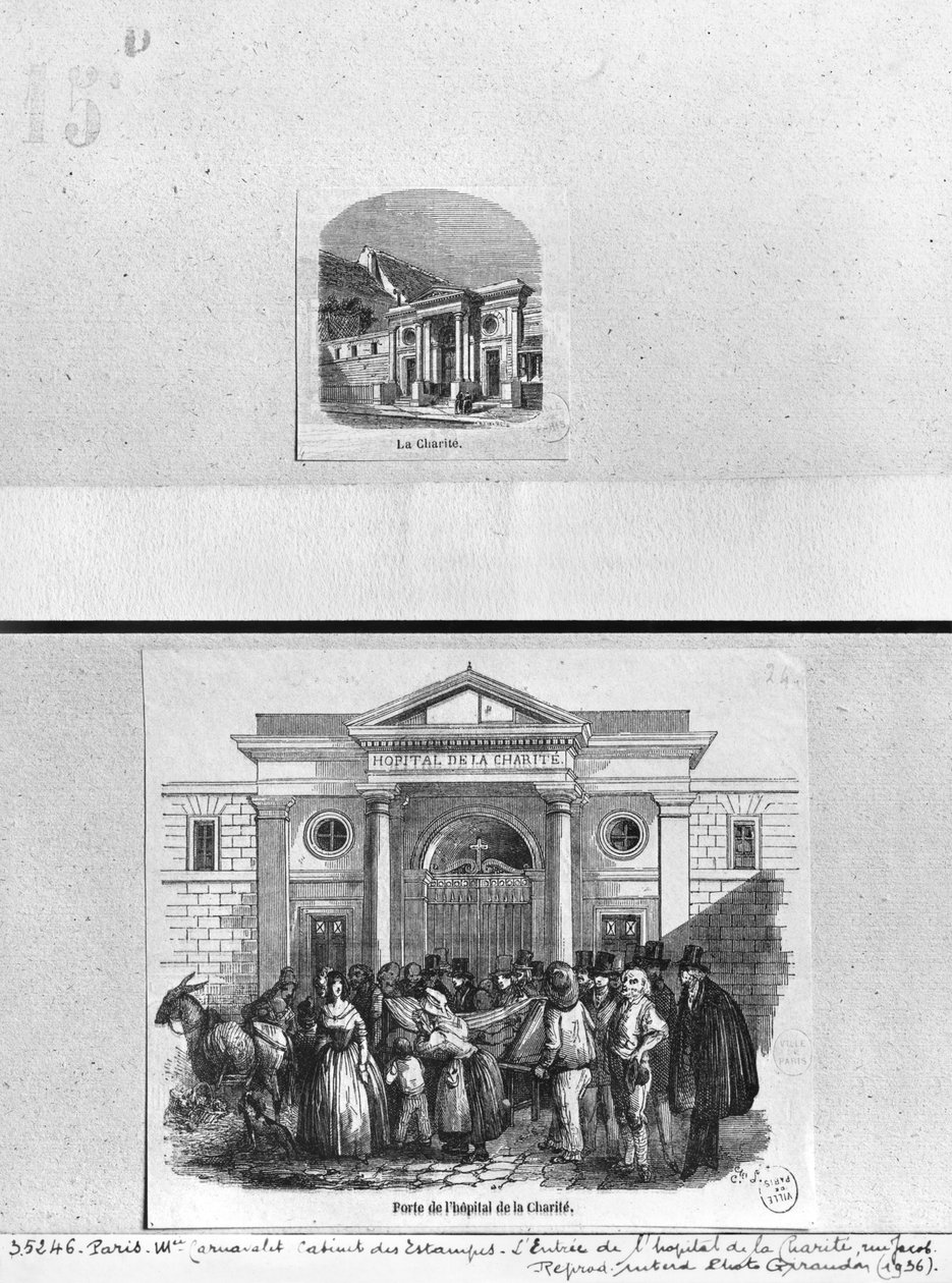 Hopital de la Charite, indgangsporten på rue Jacob, Paris af French School