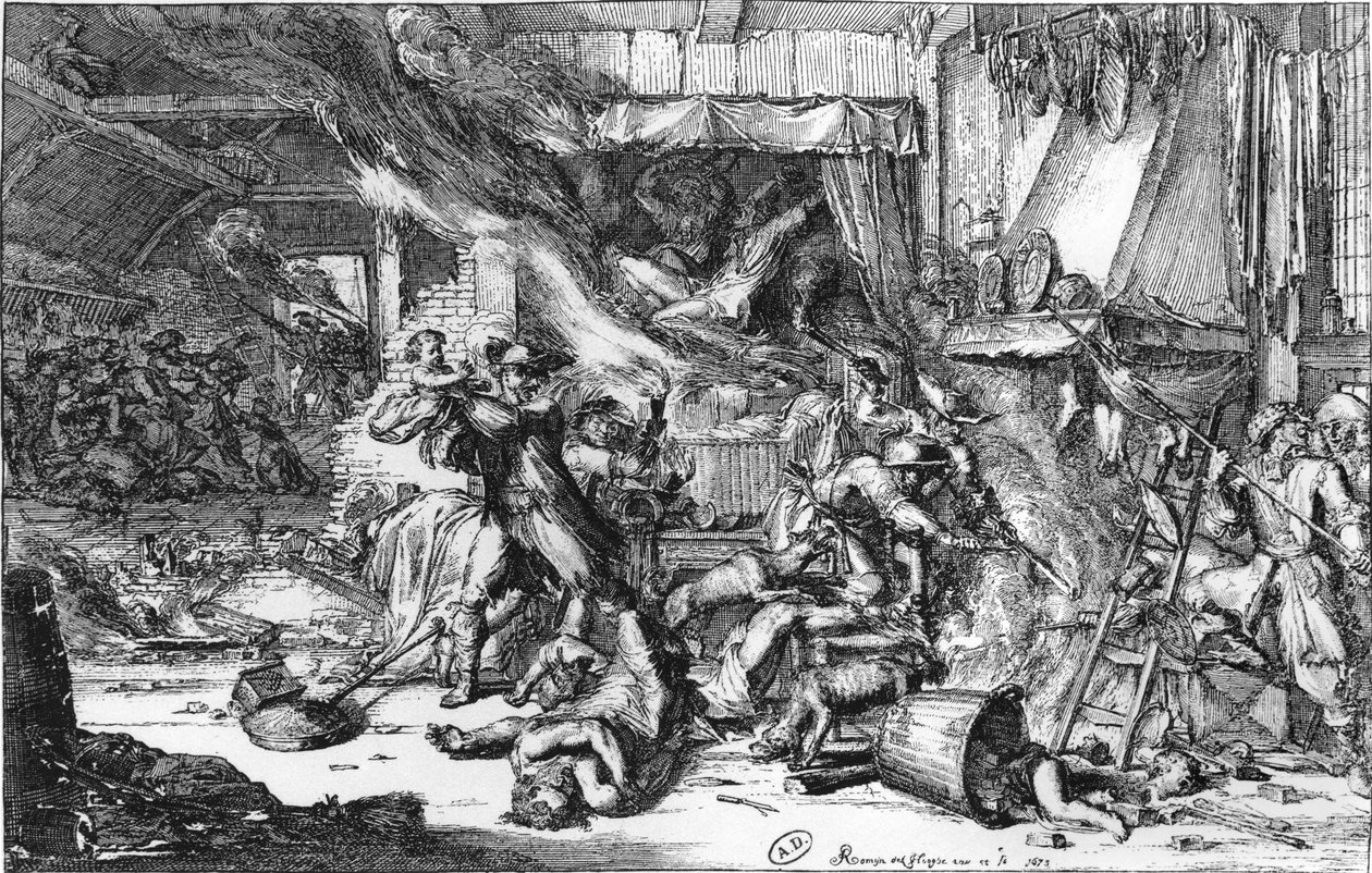 Rædsler påført af franskmændene i Holland, 1673 af French School