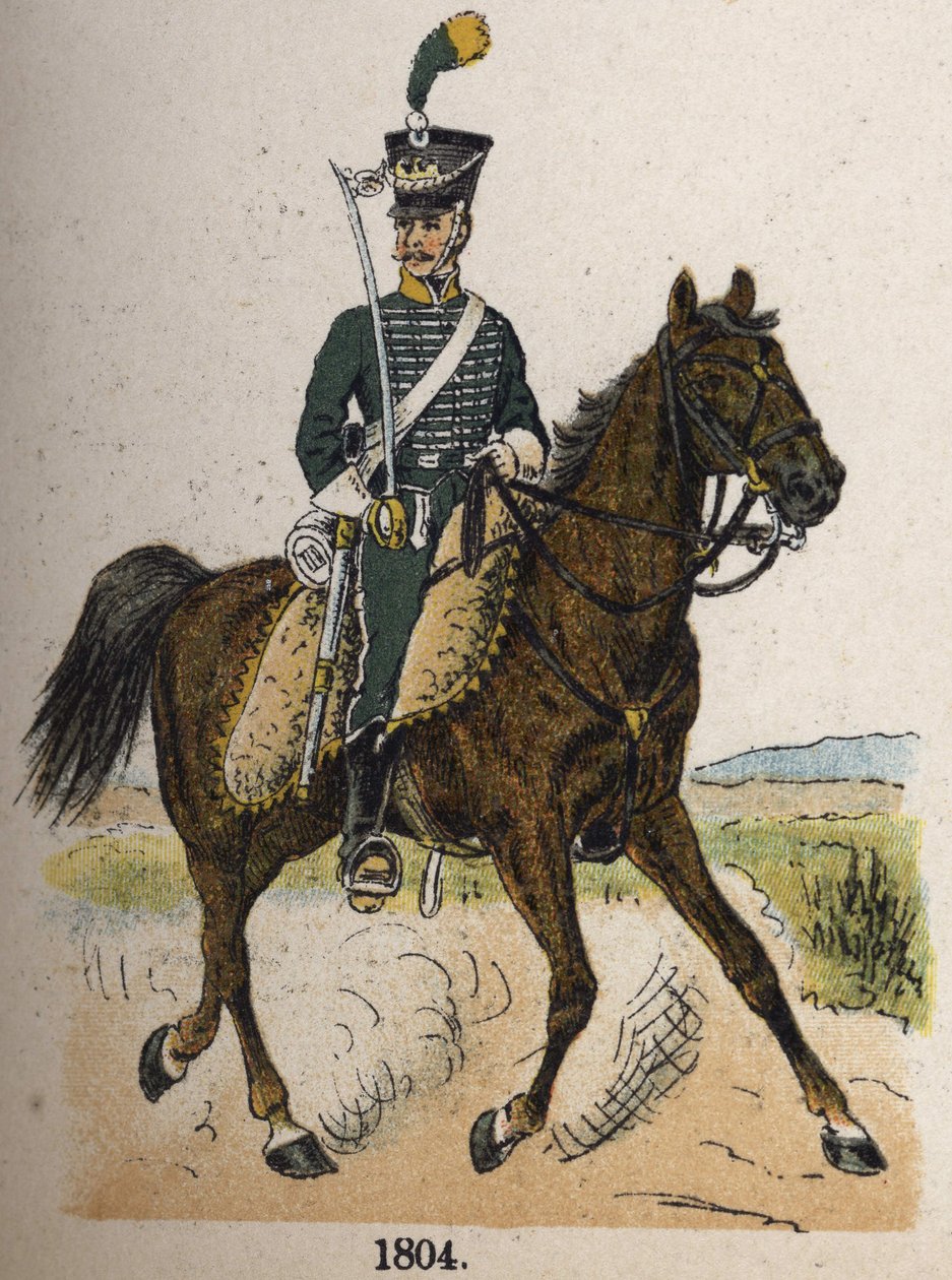 Hestejæger i 1804. Tavle fra bogen Les Uniformes de l