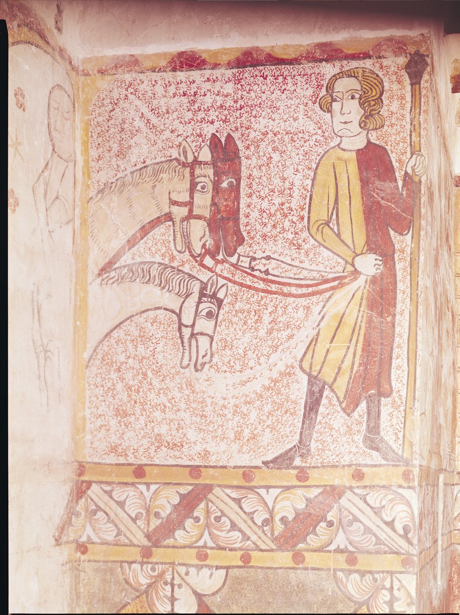 Rytter med tøjlerne til tre heste, fra Nordmuren, ca. 1265 af French School