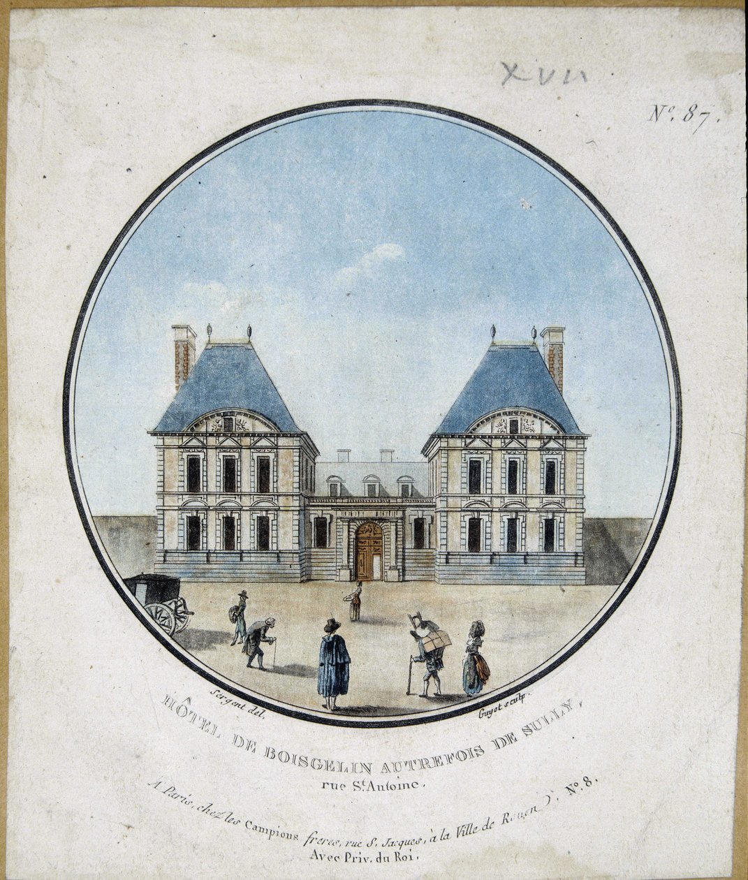 Hotel de Boisgelin, tidligere Sully - kobberstik af French School