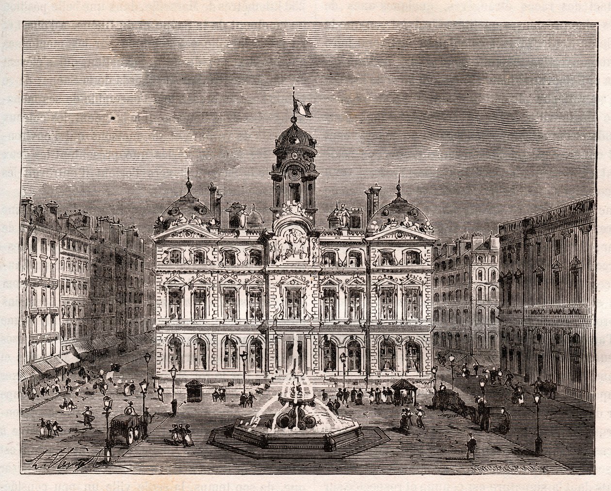 Hotel de Ville de Lyon - - indgravering i "" La France illustree: geografi, historie, statistisk administration"" af V.A. Malt-brun. 1884 af French School