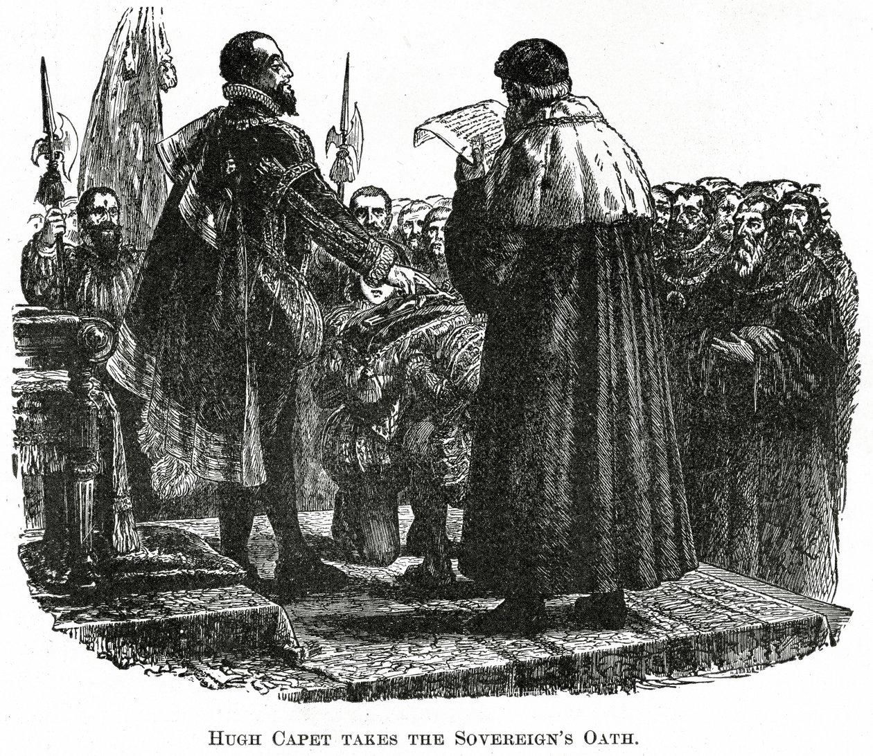 Hugh Capet aflægger ed, ca. 1882 (trægravering) af French School
