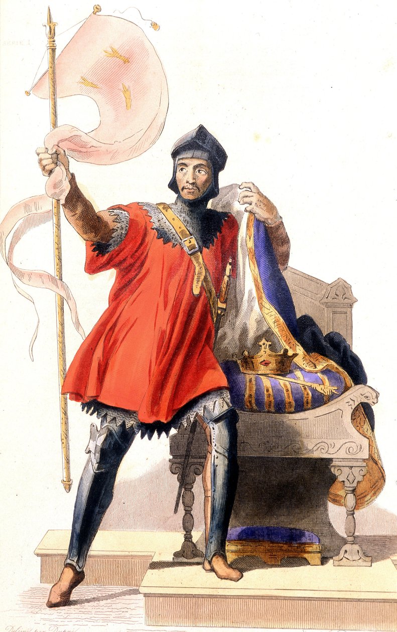 Hugues Capet og hans banner - i "" Le Plutarque francais"", red. Mennechet af French School