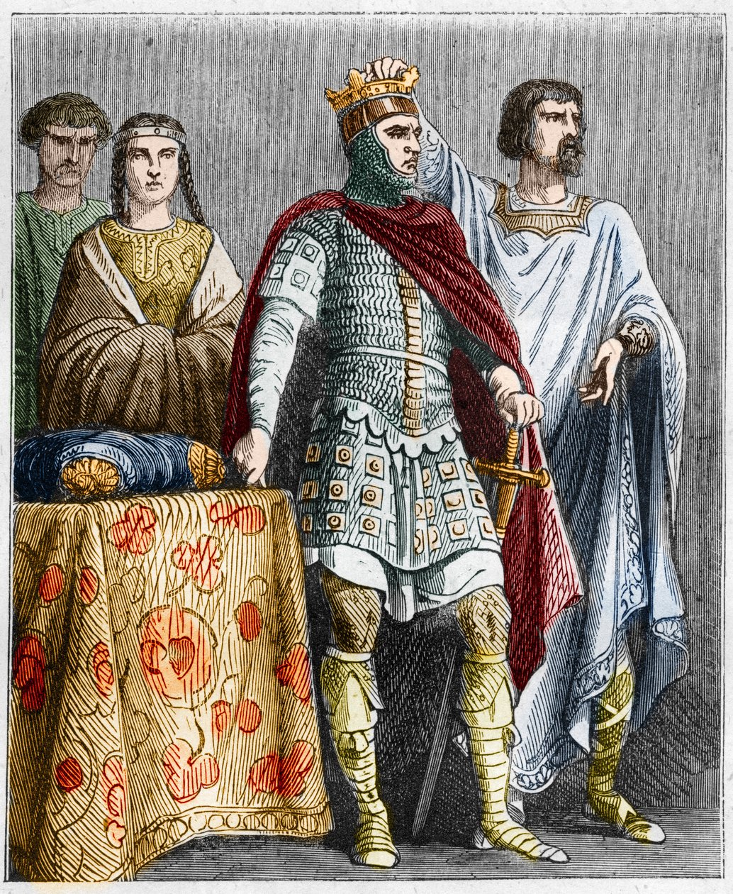 Hugues den Store (897-956) kroner Raoul eller Rodolphe af Bourgogne (cirka 890 - 936), hertug af Bourgogne og konge af Frankrig. Indgravering i "" Histoire De France En Cent malerier af Paul Lehugeur "" 1891 af French School