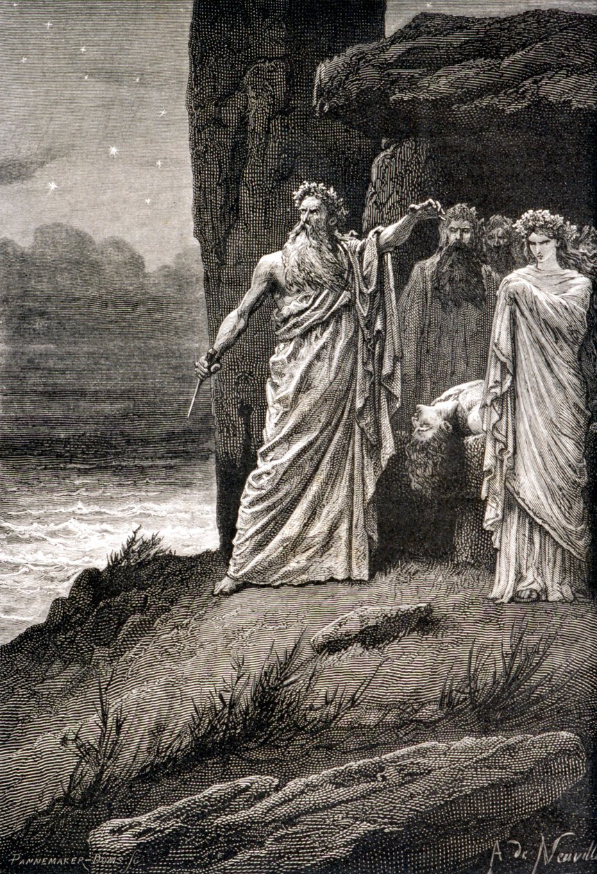 Menneskeofring af en druide - i "Histoire de France"" fra de fjerneste tider indtil 1789" af M. Guizot af French School