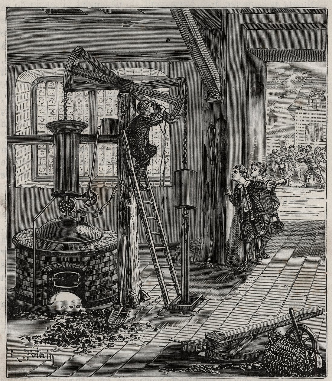 Humphrey Potter, der var ansvarlig for at åbne og lukke ventilerne på Thomas Newcomens maskine, fik den til at fungere uden hjælp ved at placere reb og butees korrekt for at åbne og lukke ventilerne af French School