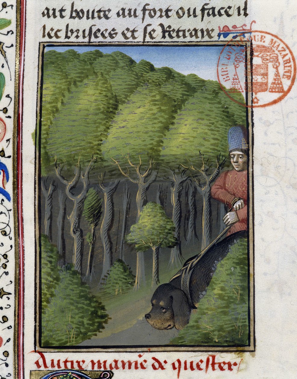 Jagthund - i "" Jagtbog af Gaston Phoebus, greve af Foix, Lord of Béarn"" af French School