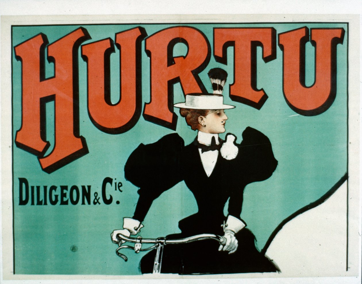 Hurtu Cykelplakat, kun øverste halvdel, ca. 1899 af French School