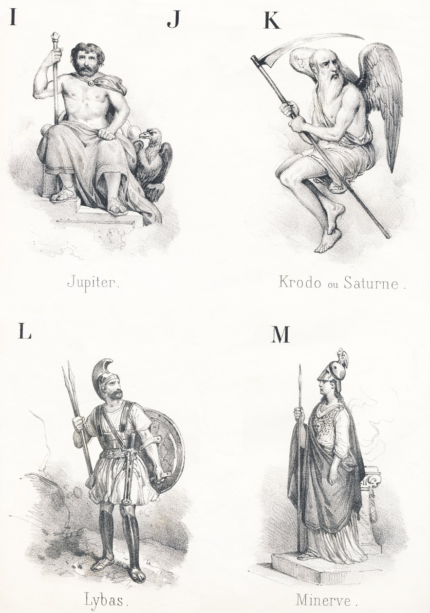 ; IJ K L M: Jupiter, Krodo, Lybas, Minerva af French School