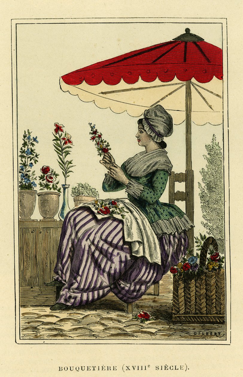 Stenbukdragt fra det 18. århundrede. Farvestik, i "France et les francais a travers les centuries" af Augustin Challamel, F.Roy editor, Paris 1882. Selva-samlingen. af French School