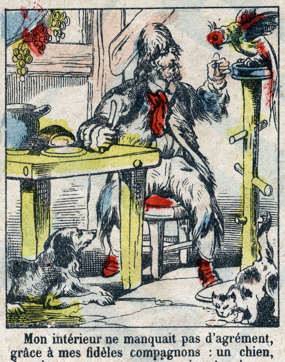 Illustration til Daniel Defoes Bog (De foe) "" Robinson Crusoe"". Epinal billeddannelse fra slutningen af det 19. århundrede. af French School