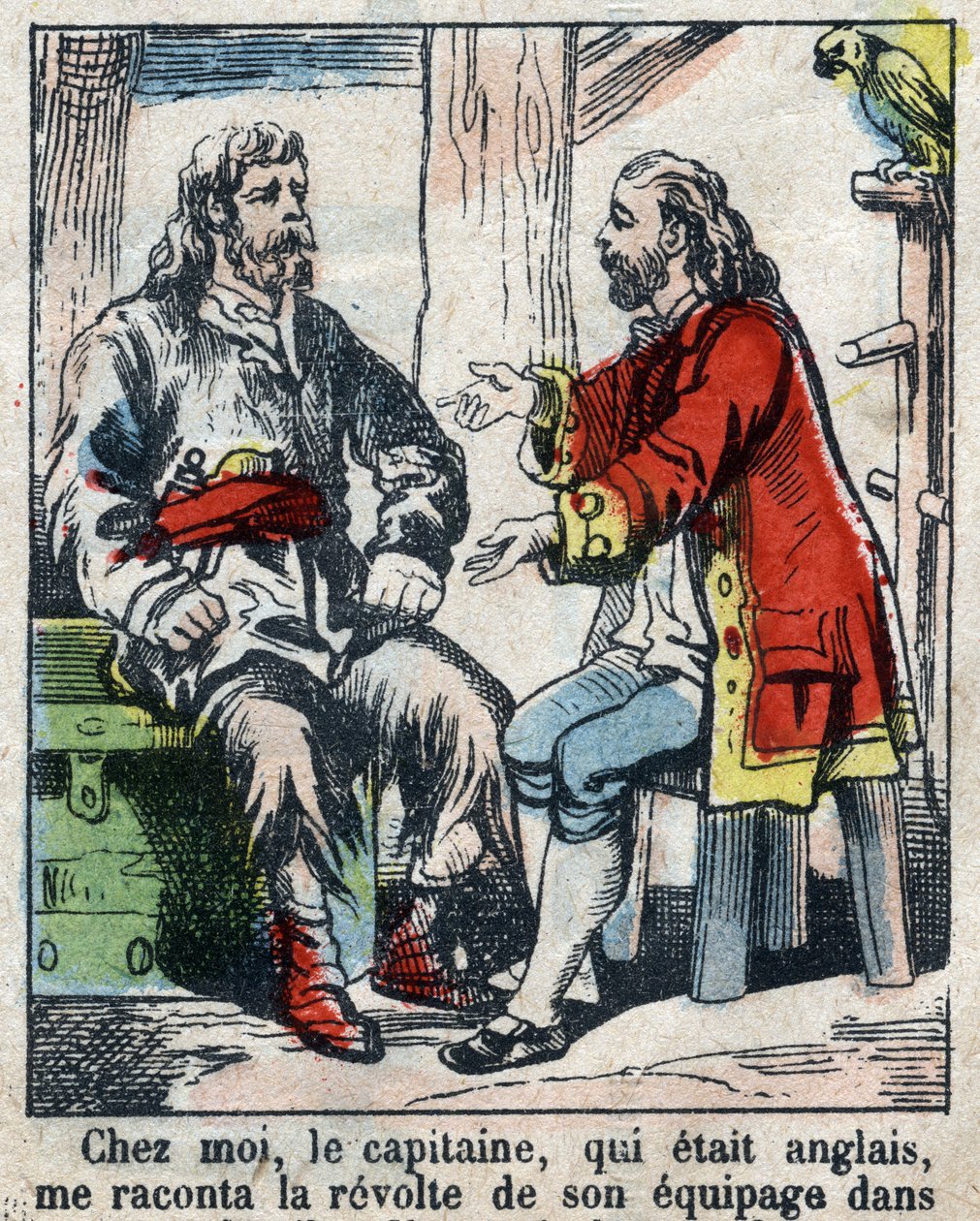 Illustration til Daniel Defoes Bog (De foe) "" Robinson Crusoe"". Epinal billeddannelse fra slutningen af det 19. århundrede. af French School