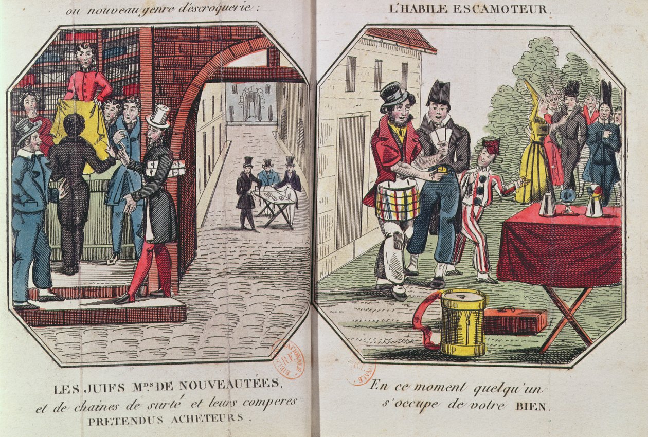 Illustration til Le Paravoleur eller Kunsten at dirigere omhyggeligt i ethvert land, især i Paris af Eugene Francois Vidocq, 1830 af French School