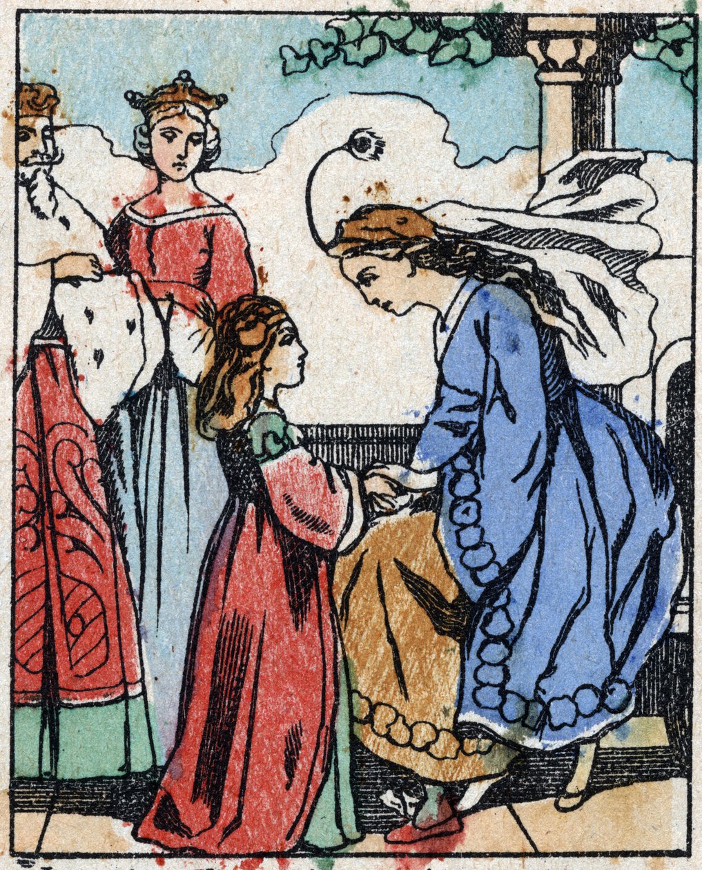 Illustration til "" Riquet a la houppe"", fortælling af Charles Perrault (1628-1703), fransk forfatter. Træstik af Imaging Pellerin - Epinal, sd. Slutningen af det 19. århundrede. af French School