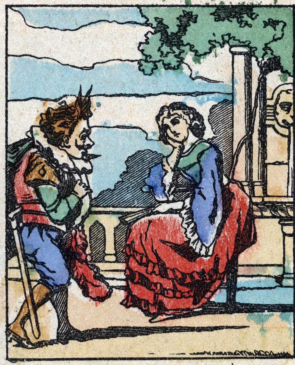 Illustration til "" Riquet a la houppe"", fortælling af Charles Perrault (1628-1703), fransk forfatter. Træstik af Imaging Pellerin - Epinal, sd. Slutningen af det 19. århundrede. af French School