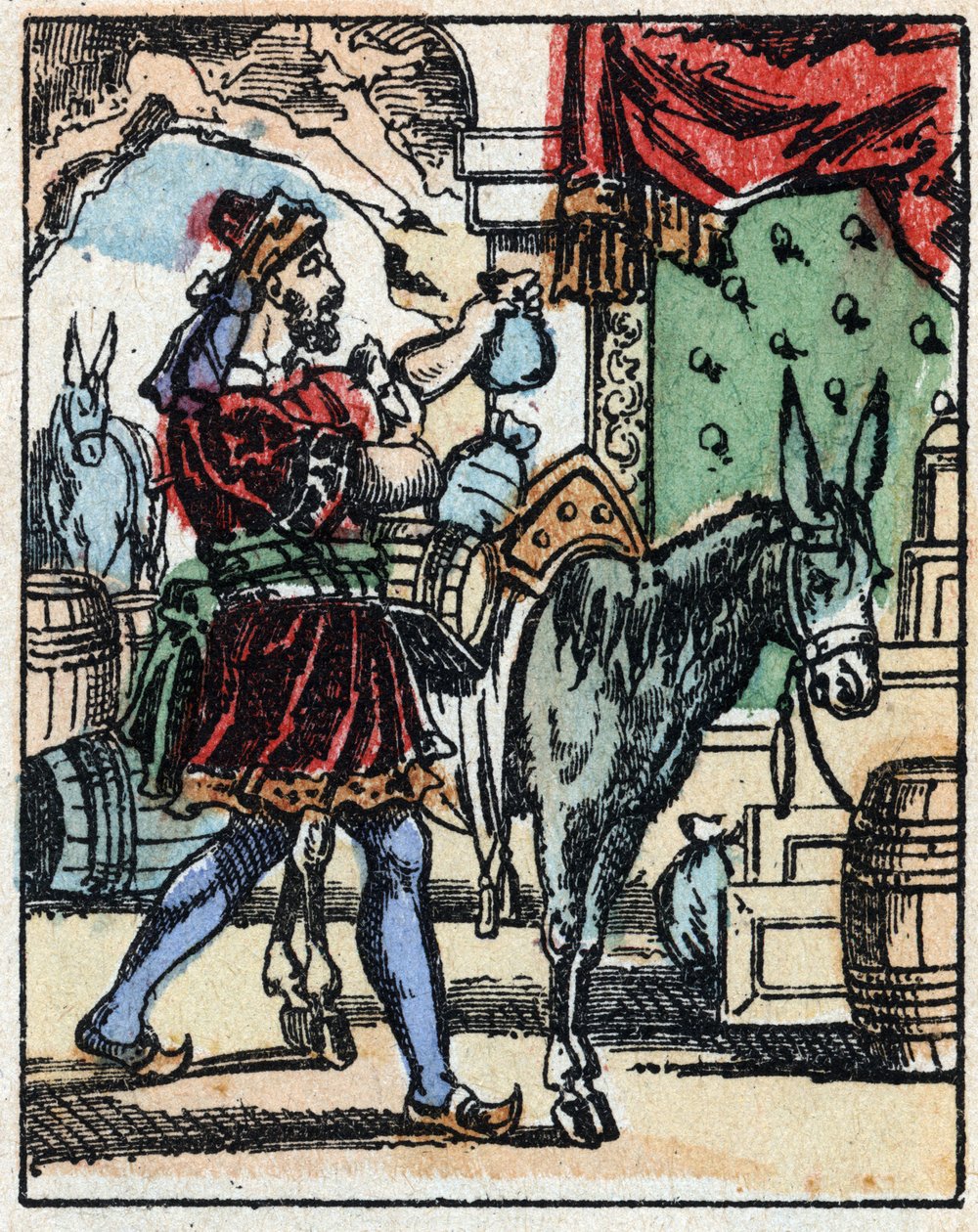 Illustration til fortællingerne om de tusinde og en nat. Ali-Baba (Ali Baba). Trægravering fra Imaging Pellerin - Epinal, sd. Slutningen af det 19. århundrede. af French School