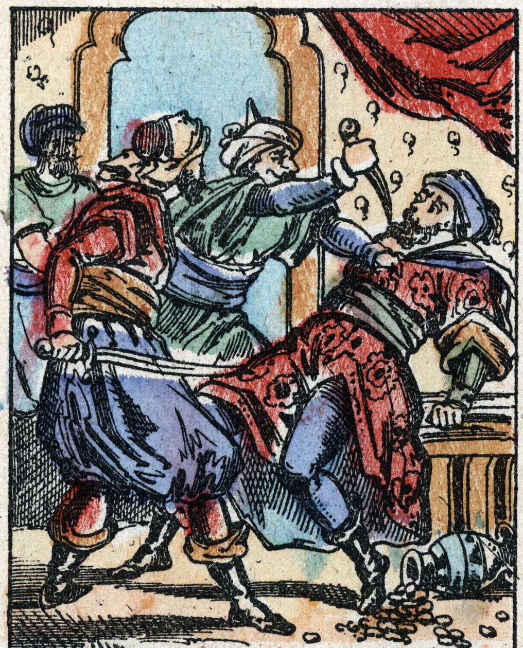 Illustration til fortællingerne om de tusinde og en nat. Ali-Baba (Ali Baba). Trægravering fra Imaging Pellerin - Epinal, sd. Slutningen af det 19. århundrede. af French School