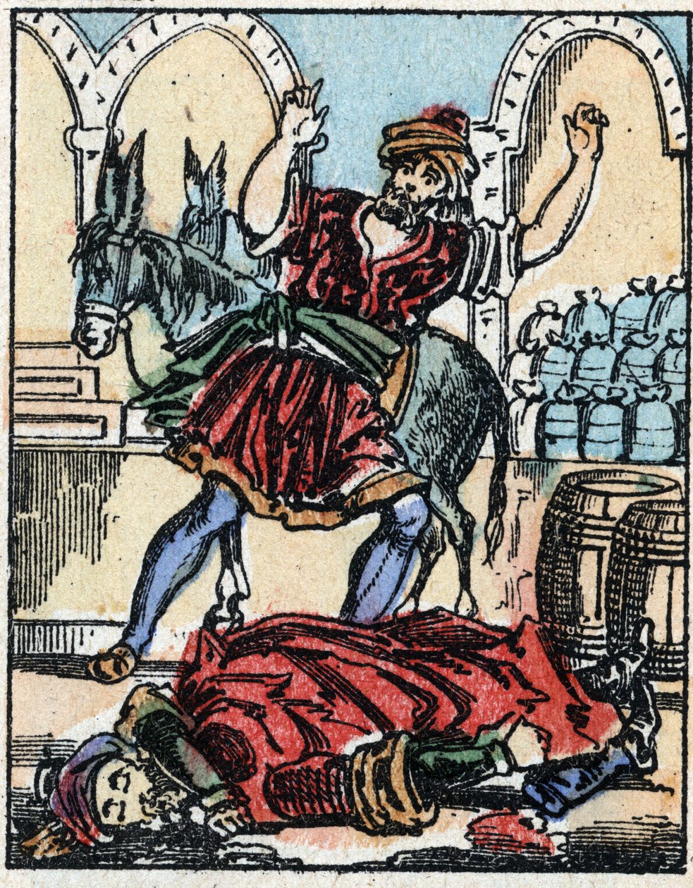 Illustration til fortællingerne om de tusinde og en nat. Ali-Baba (Ali Baba). Trægravering fra Imaging Pellerin - Epinal, sd. Slutningen af det 19. århundrede. af French School