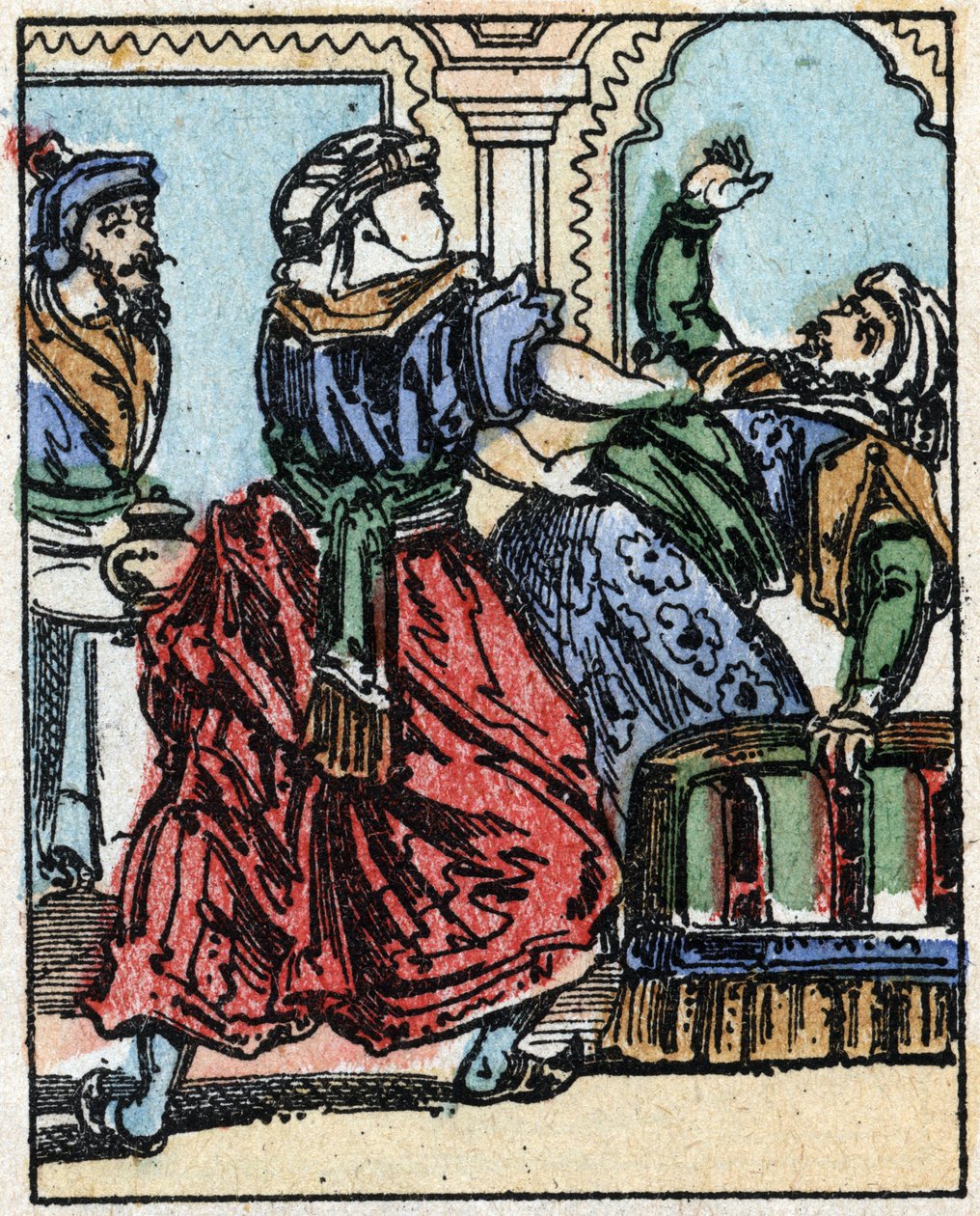 Illustration til fortællingerne om de tusinde og en nat. Ali-Baba (Ali Baba). Trægravering fra Imaging Pellerin - Epinal, sd. Slutningen af det 19. århundrede. af French School