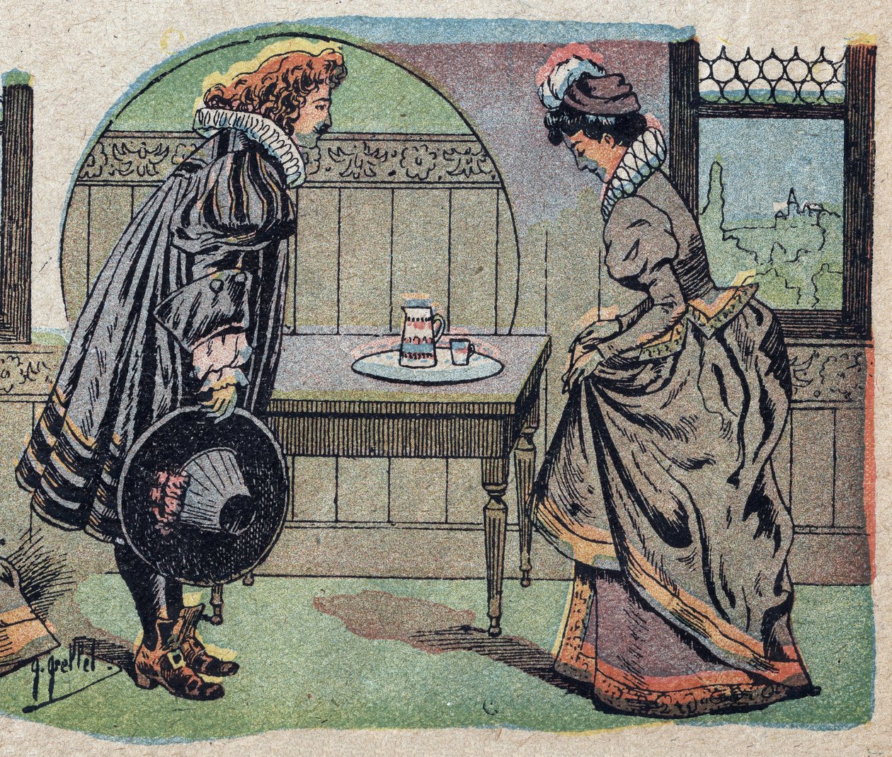 Illustration til fortællingen "Beauty and the Bete"": beten blev en smukkere prins. Indgravering af Quinn-billeder, omkring 1890. af French School