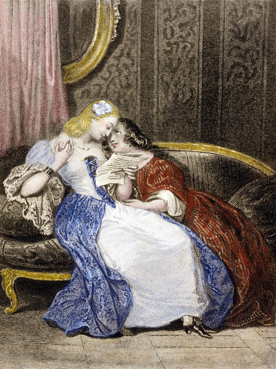 Illustration fra Julie eller den nye Heloise, ca. 1852 af French School