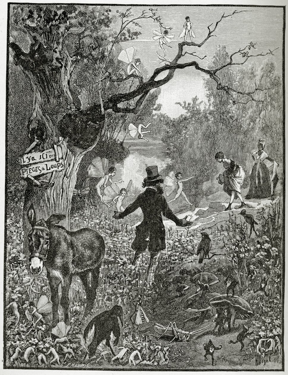 Illustration fra Théâtre en liberté, 1800-tallet (bw-gravering) af French School