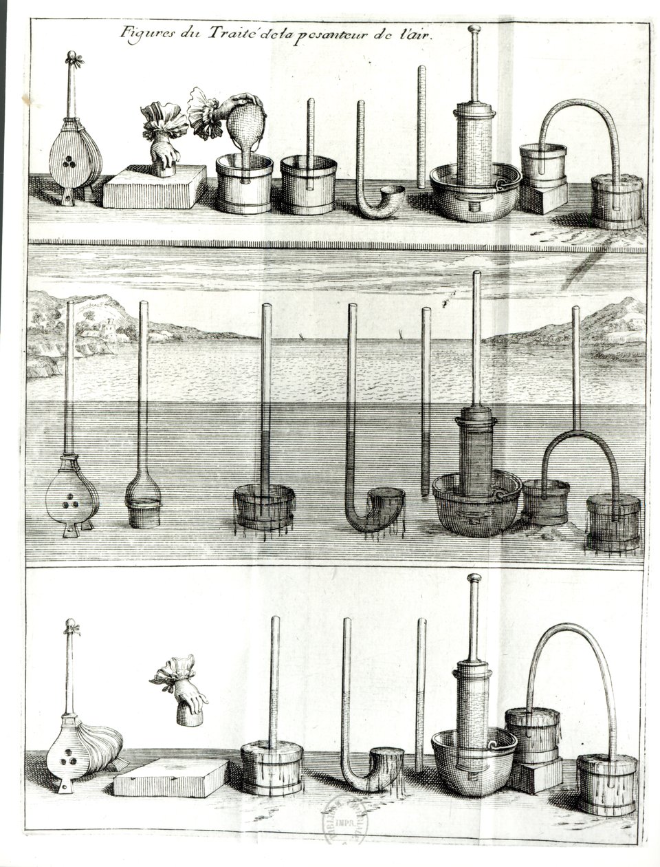 Illustration fra Treatise on the Gravity of Air af Blaise Pascal (1623-62) efter 1663 af French School