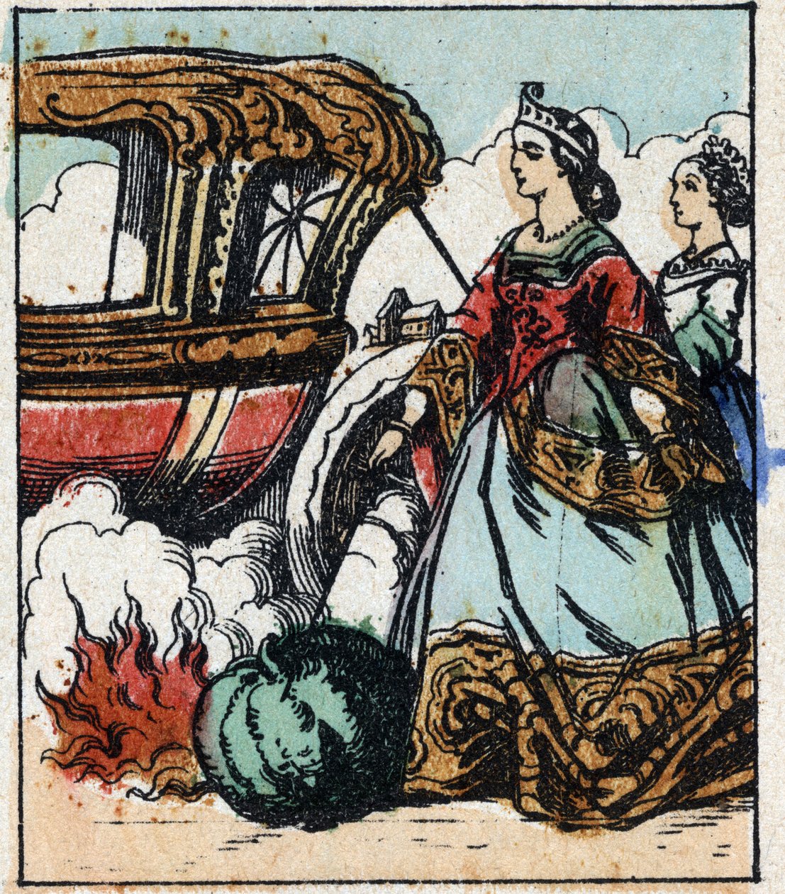 Illustration af Charles Perraults fortælling "Askepot eller den lille glastøffel". Træstik af Imaging Pellerin - Epinal, sd. Slutningen af det 19. århundrede. af French School