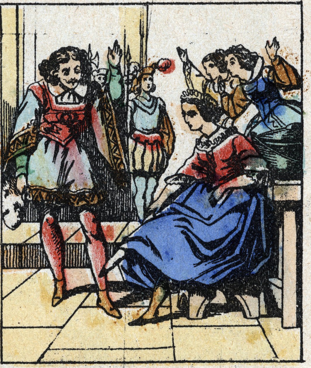 Illustration af Charles Perraults fortælling "Askepot eller den lille glastøffel". Træstik af Imaging Pellerin - Epinal, sd. Slutningen af det 19. århundrede. af French School