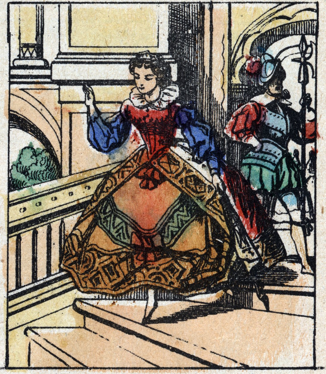Illustration af Charles Perraults fortælling "Askepot eller den lille glastøffel". Træstik af Imaging Pellerin - Epinal, sd. Slutningen af det 19. århundrede. af French School