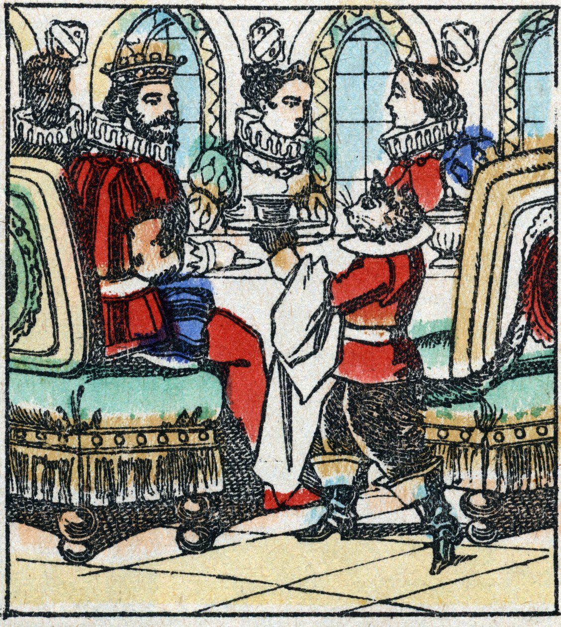 Illustration af Charles Perraults fortælling "The Cat Botte". Træstik af Imaging Pellerin - Epinal, sd. Slutningen af det 19. århundrede. af French School