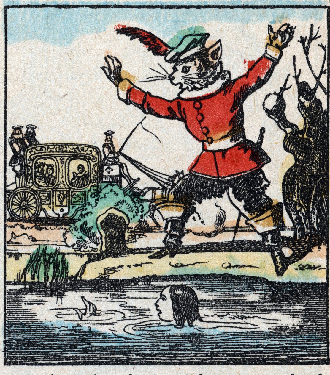 Illustration af Charles Perraults fortælling "The Cat Botte". Træstik af Imaging Pellerin - Epinal, sd. Slutningen af det 19. århundrede. af French School