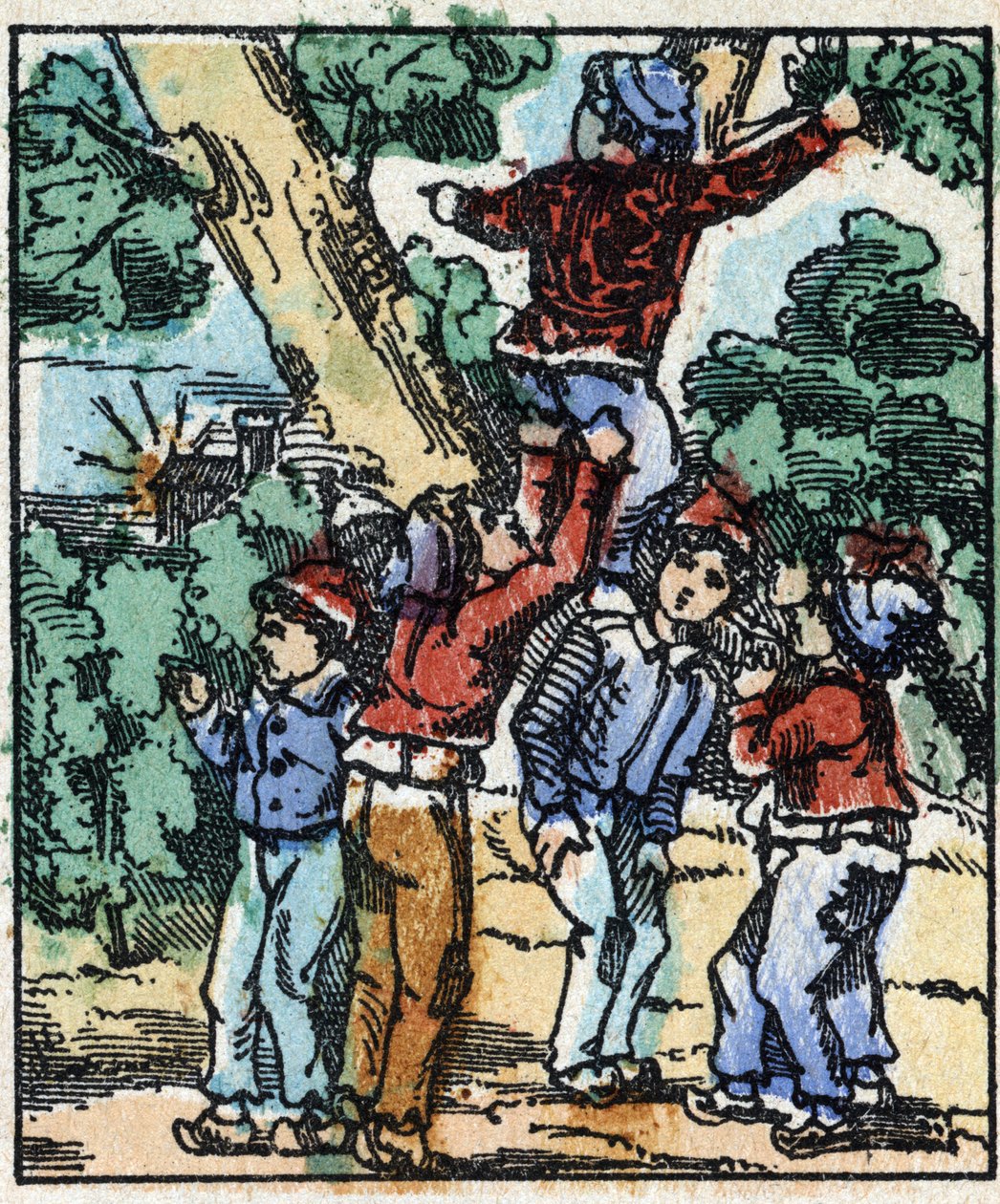Illustration af "" Le petit poucet ""-fortællingen af Charles Perrault. Træstik af Imaging Pellerin - Epinal, sd. Slutningen af det 19. århundrede. af French School